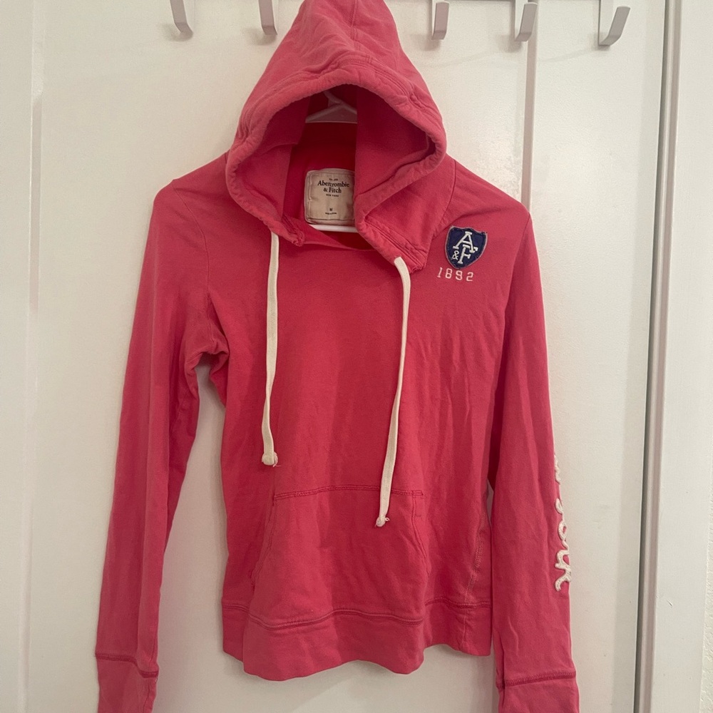 Abercrombie & Fitch Y2K Coral Pink Hooded Sweatshirt Spring Grunge